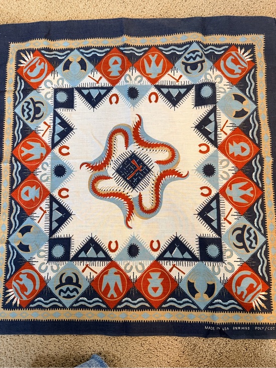 Vintage Accessories - Vintage Southwestern Western Print Square Scarf